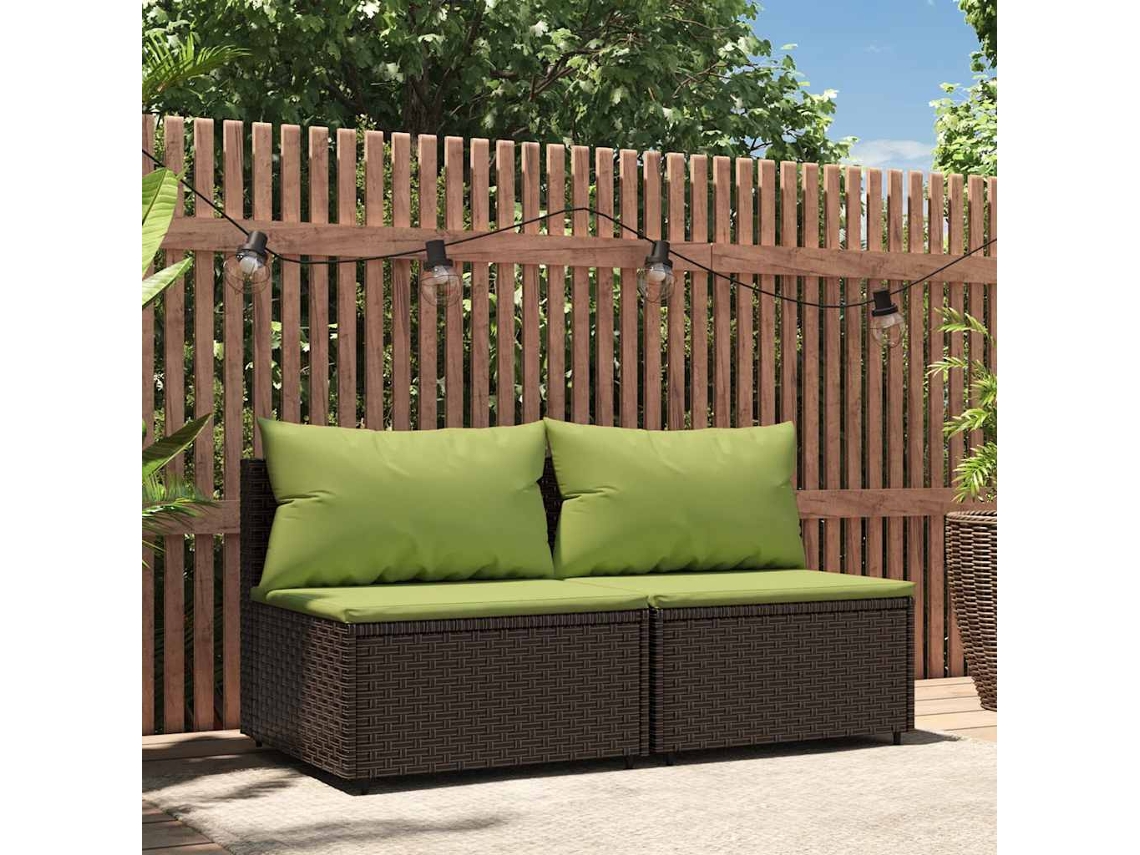 Sofá de jardín de dos piezas con cojines DKD Home Decor, mimbre marrón