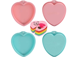 Juego de 4 moldes para pasteles de frutas de silicona antiadherentes, 8 pulgadas, corazón rosa pequeño (paquete de 2), corazón azul pequeño (paquete de 2) JEIIBRZUI