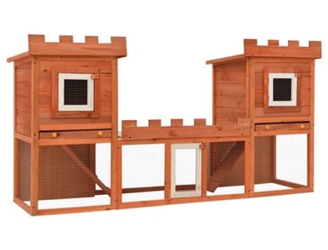 vidaXL Casa grande de animales jaula conejera doble jaula de madera