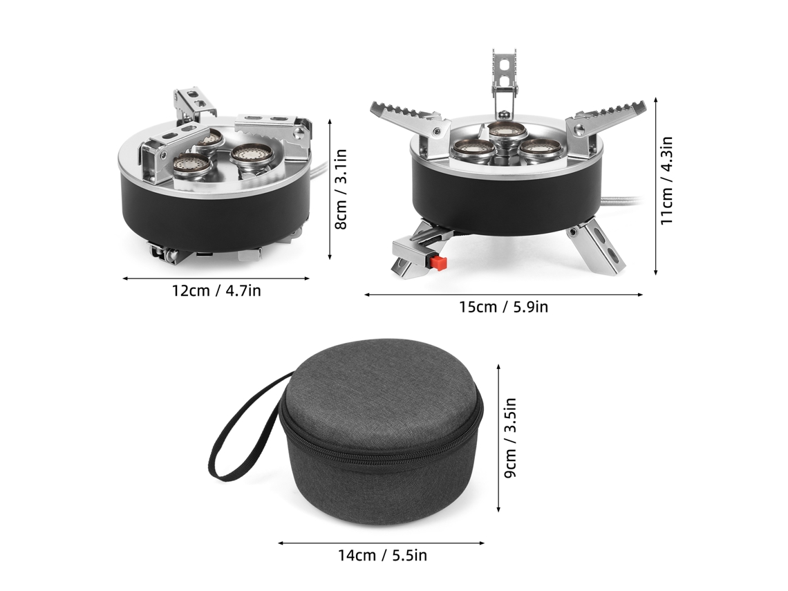 Hornilla De Gas Para Camping Con 3 Quemadores, 6800 W, Encendido Piezoeléctrico, Plegable, Para Camping, Senderismo, Picnics Y Uso En Emergencias.