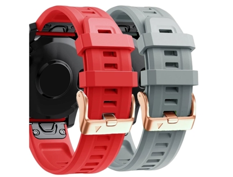 Correa Silicona Cierre Metálico para Garmin Instinct 2S Rojo y Gris Pack 2X VEANXIN