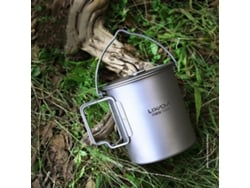 Pote De Titânio Ultraleve 750ml/900ml/1100ml Com Tampa E Alça Plegável Para Camping E Cozinha Ao Ar Livre