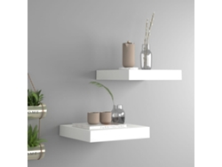 Estantes de pared colgantes (2 unidades, 23 x 23,5 x 3,8 cm, MDF blanco, DKD, decoración del hogar)