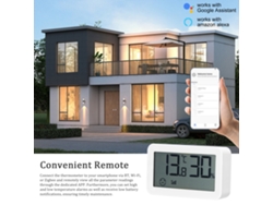 Termómetro Higrómetro Digital De Interior Zigbee Con Indicador De Confort, Visualización De La Hora, Compatible Con Alexa Y Google Assistant.