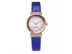 Reloj De Pulsera Para Mujer Vansvar Con Diamantes De Imitación Y Correa De Piel Sintética Azul.