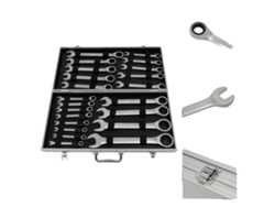 Juego de llaves de carraca de 22 piezas, kit de herramientas profesional, color plata.