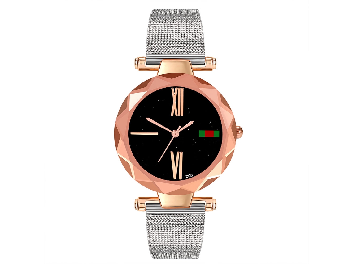 Reloj De Pulsera De Cuarzo Para Mujer Con Brazalete De Malla De Acero Y Pantalla Analógica (rosa)