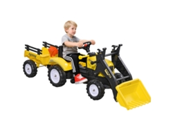 Tractor De Pedales Infantil, Excavadora, Remolque, Pala Frontal, 3 Años De Antigüedad, Amarillo, 167x41x52