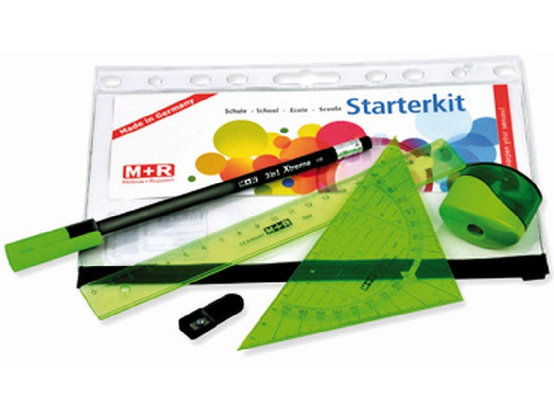 Kit Escolar MOR 6 Peças Bolsa com Fecho Zip 3 em 1 Xtreme Apara Lápis Afia Minas Lapiz Regua e Esquadro