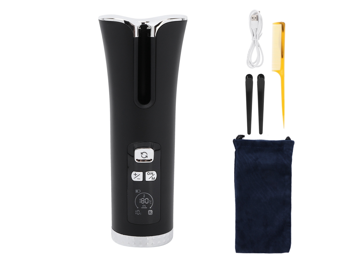 Rizador Automático Portátil Inalámbrico Recargable Inteligente Para Peinar El Cabello - Negro