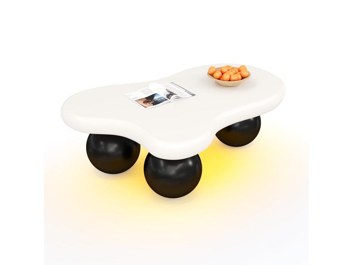 Mesa Centro Nube Led 16 Colores Diseño Nube Patas Redondas Salón Infantil