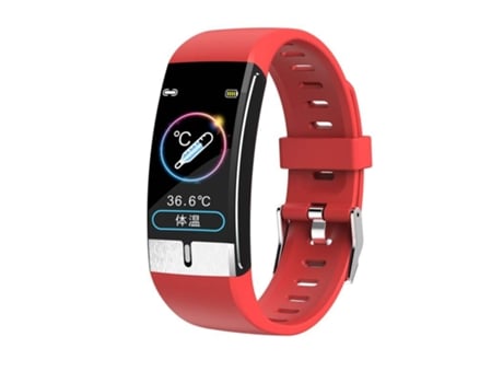 Pulsera Deportiva Medidor de temperatura Ecg Frecuencia cardíaca Presión arterial Monitor de grasa corporal Rojo