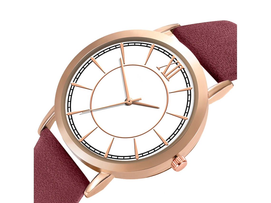 Reloj De Cuarzo Para Hombre Y Mujer, Con Una Elegante Correa De Piel Sintética Morada.