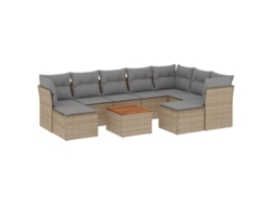 Conjunto 10 de sofás jardín con cojines beige VIDAXL ratán sintético