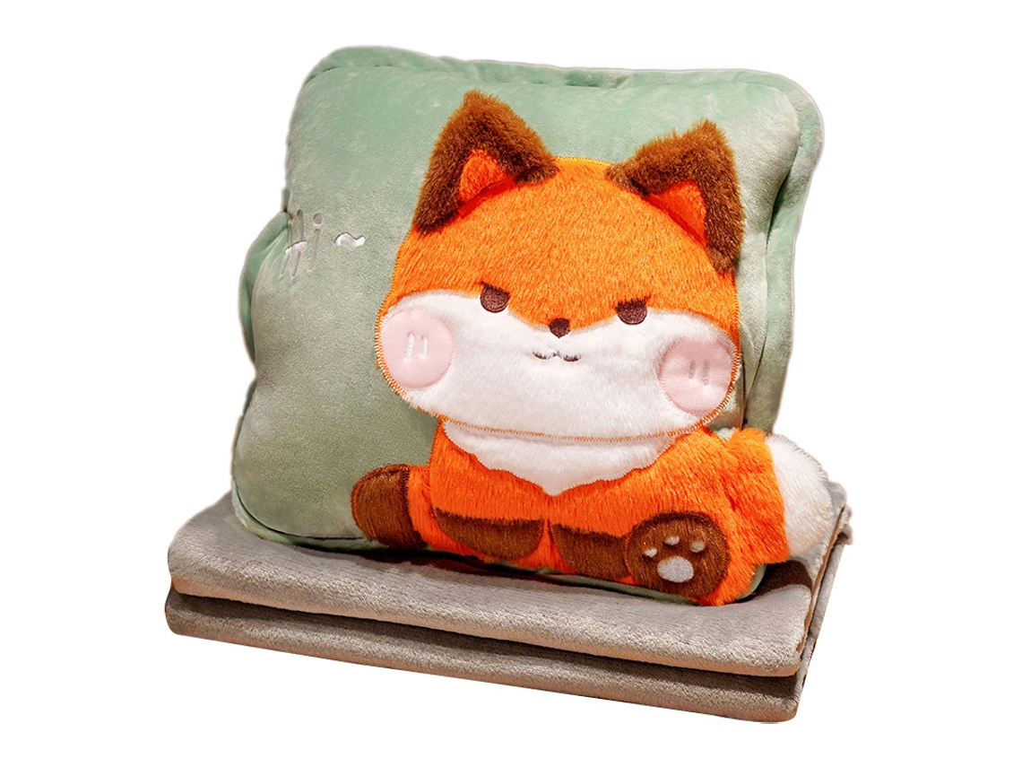 Juego de manta y almohada de viaje multifuncional con forma de animal de peluche para calentar tus manos, ideal para la oficina, el dormitorio y el hogar.