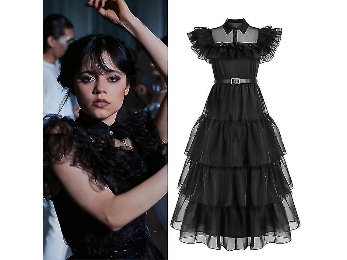 2026-vestido Negro Wednesday Addams Para Fiesta De Disfraces Halloween Cosplay Adulto