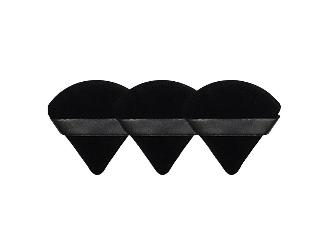 Pacote de 3 Pó Pó Triangular - Esponjas de Maquilhagem Laváveis - Esponjas para Maquilhagem Preto