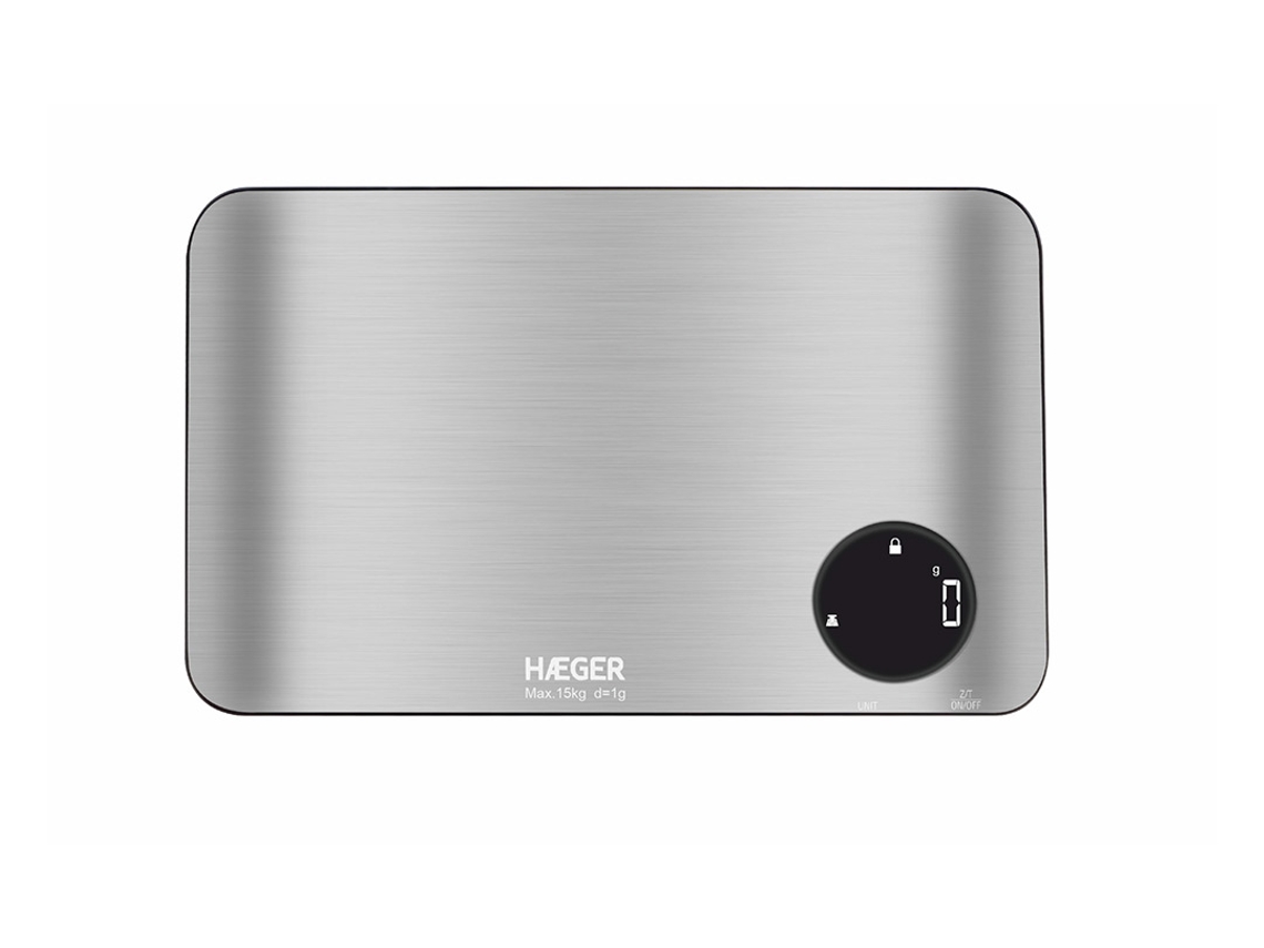 Báscula de Cocina HAEGER Stainless - 15kg, 1g, Pantalla LCD, Acero inoxidable