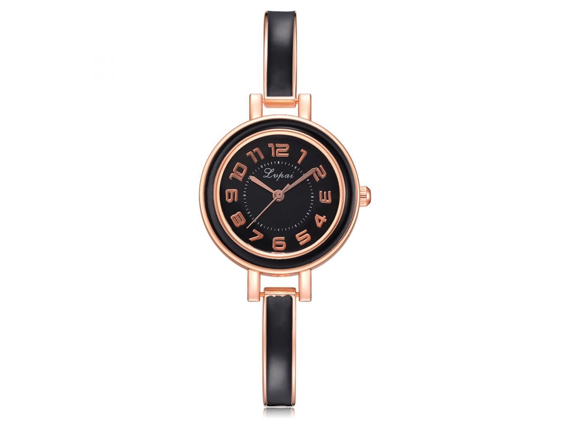 Relógio De Pulso De Quartzo Com Pingente De Chave Strass E Pulseira Tecida Para Mulheres Duoya (preto)