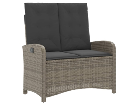 Sillón reclinable de jardín VIDAXL con cojines ratán sintético gris