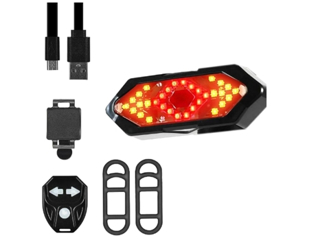 Luz Trasera Inteligente para Bicicleta CHRONUS A64 con Altavoz Recargable USB para Bicicleta de Montaña - Negro