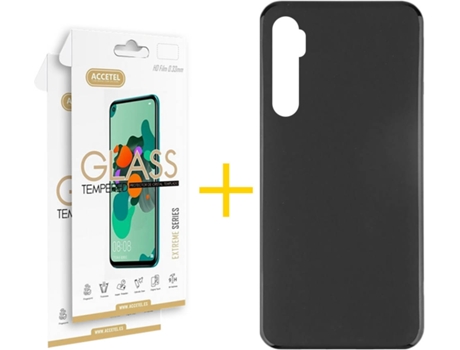 Kit Funda + 2 Protectores de Pantalla Xiaomi Mi Note 10 Lite ACCETEL Liso (Negro)