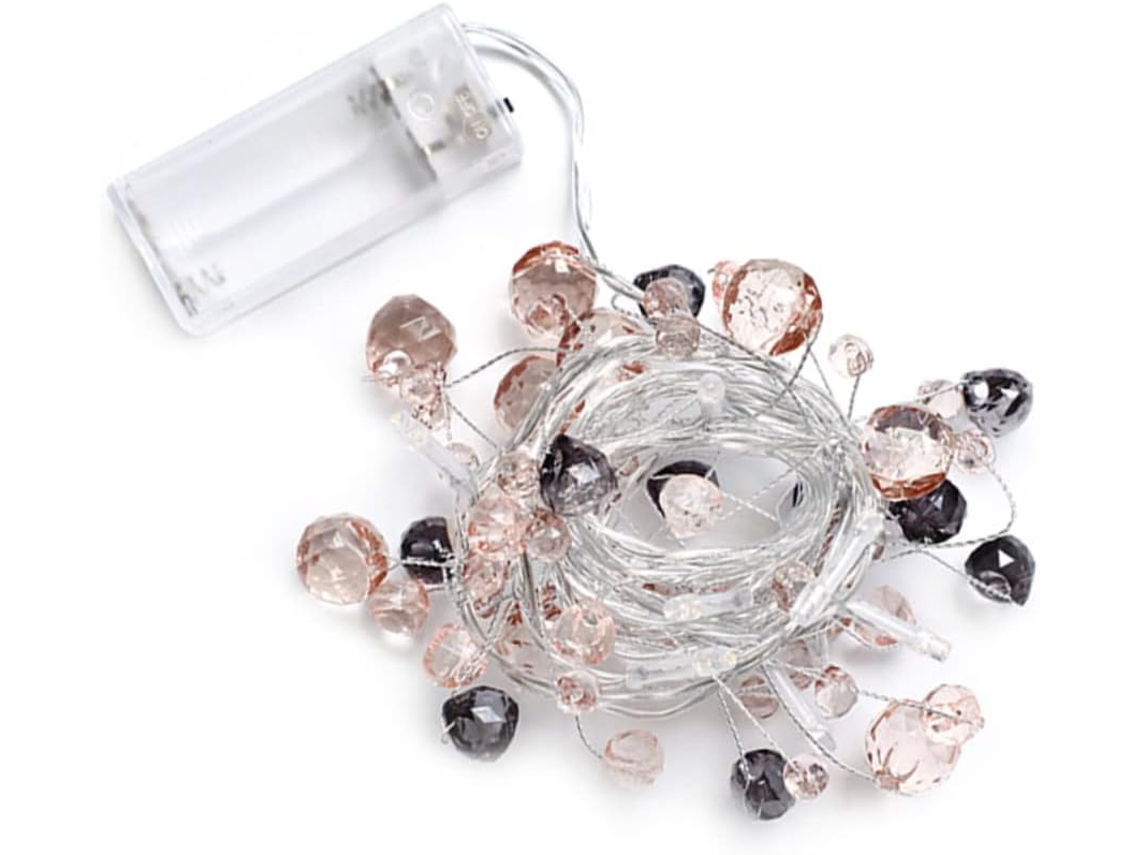 Juego de 2 luces LED con bolas de cristal para decorar dormitorios de niñas y bodas. Funciona con pilas para uso en interiores. Gokoco