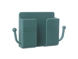 Caja De Almacenamiento Mural Adhesiva Multifuncional Para Control Remoto Teléfono Carga Hogar Color Verde