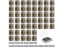 50 Pequeñas Bisagras De Bronce Antiguo De 18x16 Mm Con 200 Tornillos Para Cajas De Madera, Armarios Y Proyectos De Bricolaje.