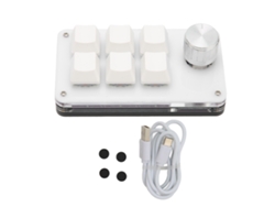Teclado Mecânico Com 6 Teclas E Botão Rotativo Programável One Handed Para Gaming E Escritório Branco