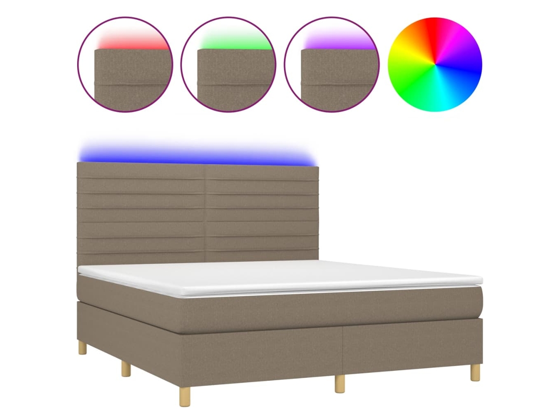Maison Exclusive - Cama Box Spring Colchón Y Luces Led Tela Gris Taupe 160x200 Cm