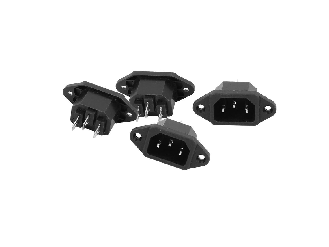 4 Adaptadores De Enchufe Para Montaje En Panel Ca 250v 10a Iec 320c14.