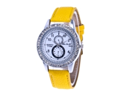 Reloj De Moda Para Mujer Y Hombre Con Movimiento De Cuarzo Y Correa Metálica Ajustable (amarillo)