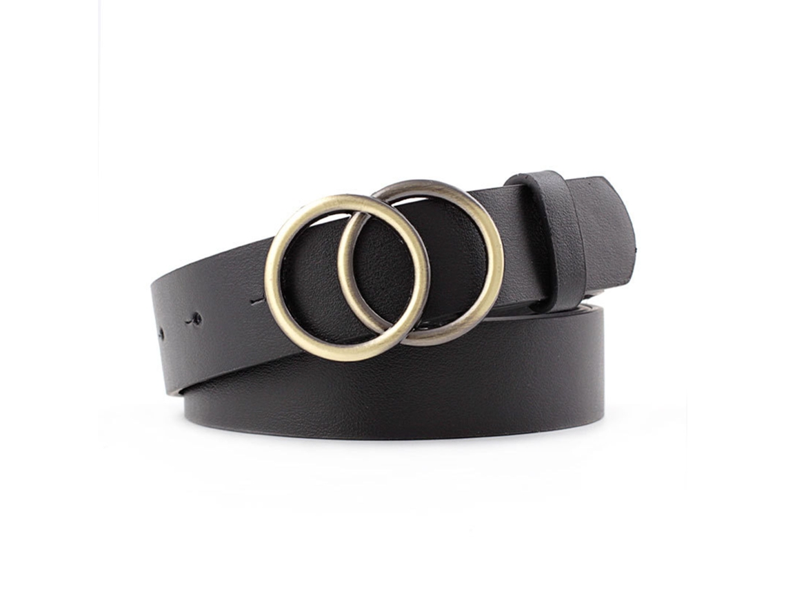 Cinturón Casual De Piel Sintética Para Mujer Con Hebilla De Anilla, Ideal Para Fiestas, Compras Y Citas. Color Negro.