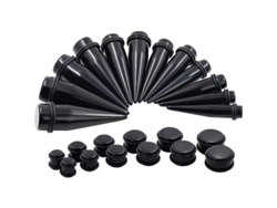 Kit De 24 Piezas Para Dilatación De Orejas Con Dilatadores Y Tapones Acrílicos De 00 G A 20 Mm Para Perforación.