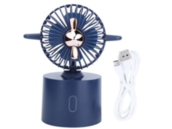 Ventilador portátil recargable por USB, azul, para escritorio, dormitorio u oficina.