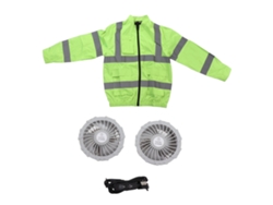 Chaqueta inalámbrica con ventilador, verano, blanca, XL, verde fluorescente