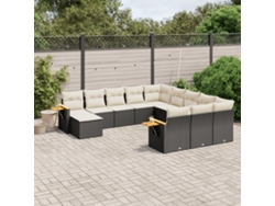Conjunto de sofá de jardín de 11 piezas con cojines de mimbre sintético negro de DKD Home Decor