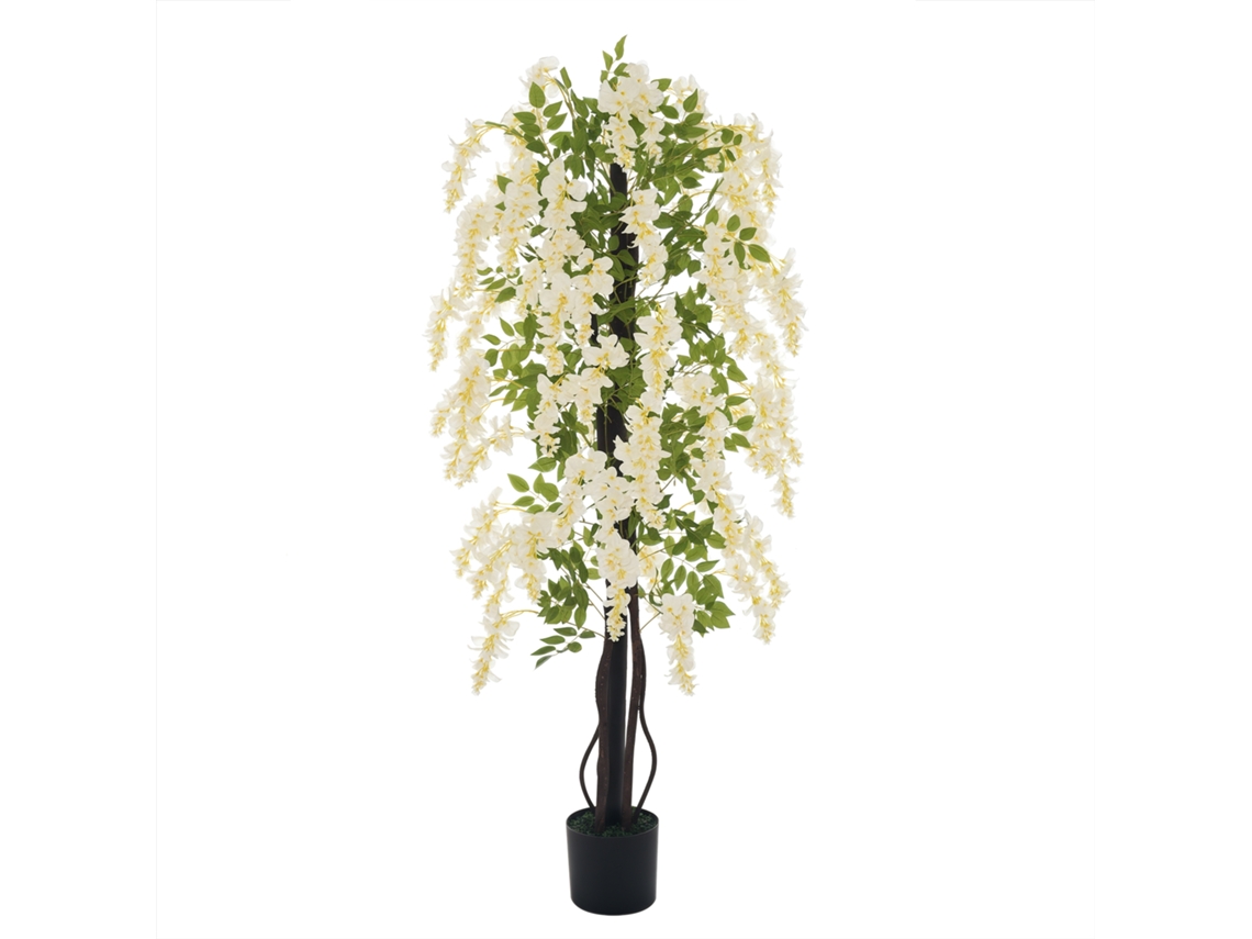 Planta de glicinia artificial de 165 cm en un jarrón decorativo para interiores y oficinas.