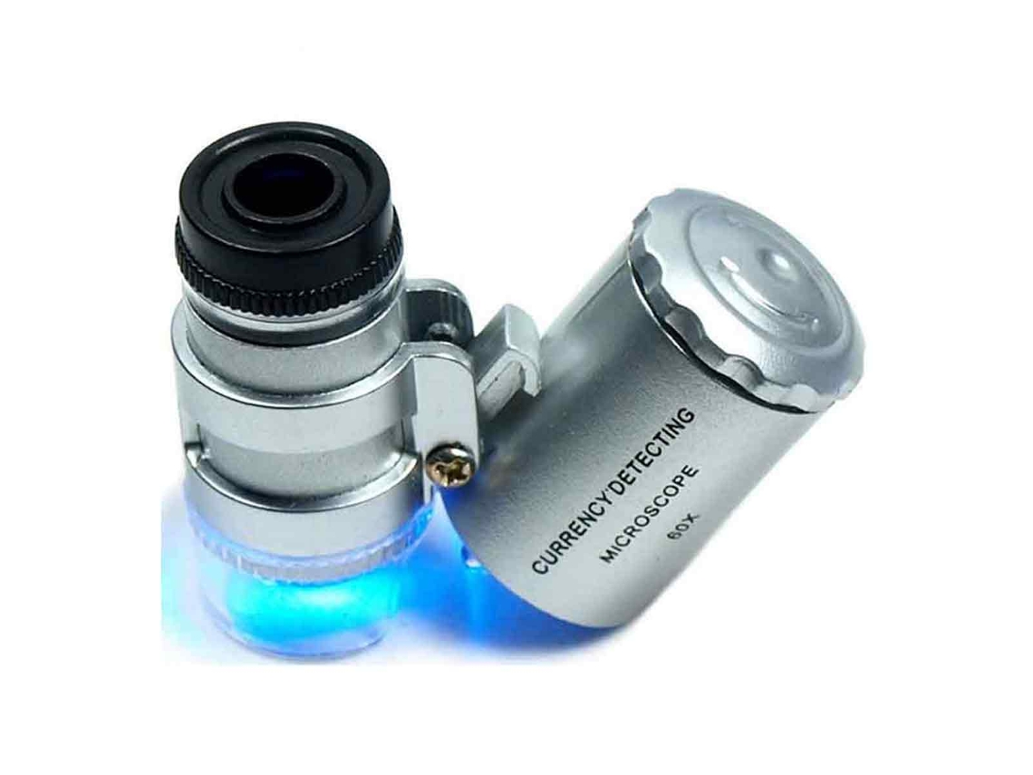Mejore su exploración con la lupa de joyería iluminada con luz LED dual y detector de billetes falsos, perfecta para su próxima aventura de joyería.