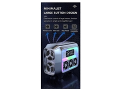 Altavoz Bluetooth, altavoz estéreo, cargador inalámbrico, luz LED, reloj despertador, estación de carga rápida