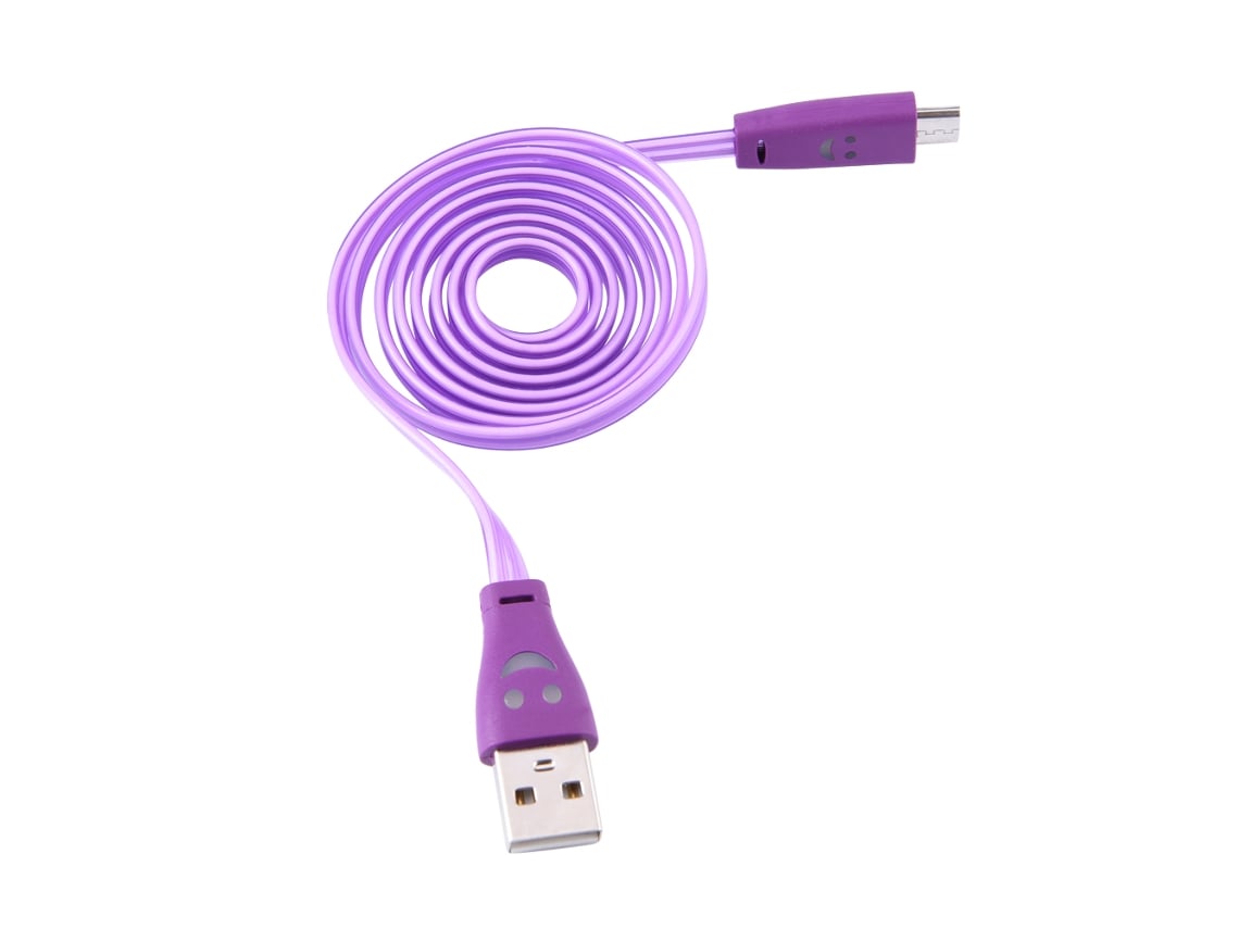 Cable De Carga Y Sincronización De Datos Micro Usb Led Light Up De 1 Metro Morado Para Teléfonos Android Lg