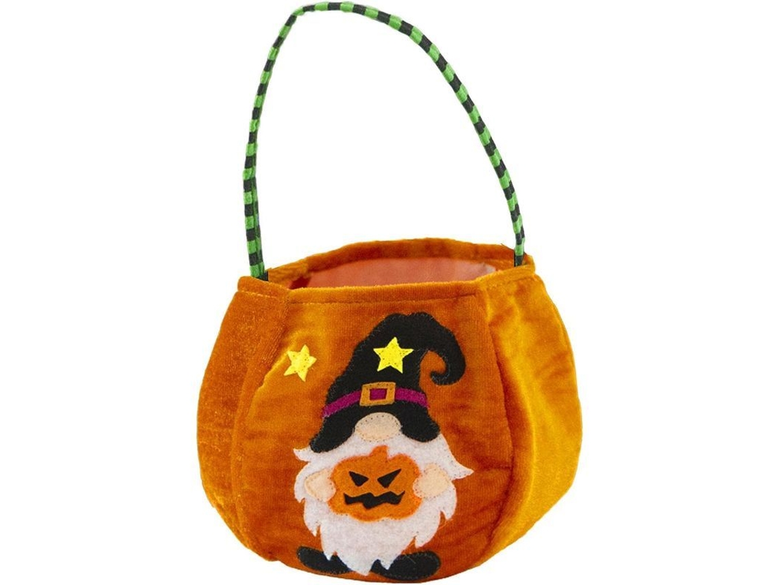 Bolsa De Halloween De Terciopelo Dorado Con Un Lindo Estampado De Muñeco De Rodolfo Para Dulces