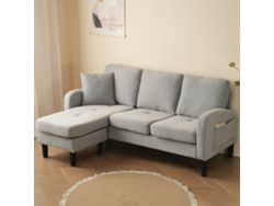 Sofá Esquinero En L De 3 Plazas Reversible, Con Chaise Longue Izquierda O Derecha, Tela De Algodón-lino Transpirable, 166 X 118 X 77 Cm, Gris
