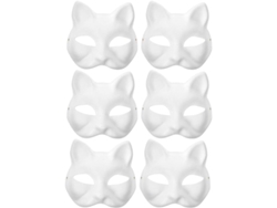 Máscara de gato DIY, accesorios de disfraz pintados para baile de máscaras y carnaval, 6 piezas Siurn