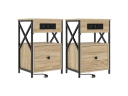 Maison Exclusive - Armario De Noche Con Cajón 2 Pcs Roble Sonoma 40 X 31 X 60 Cm