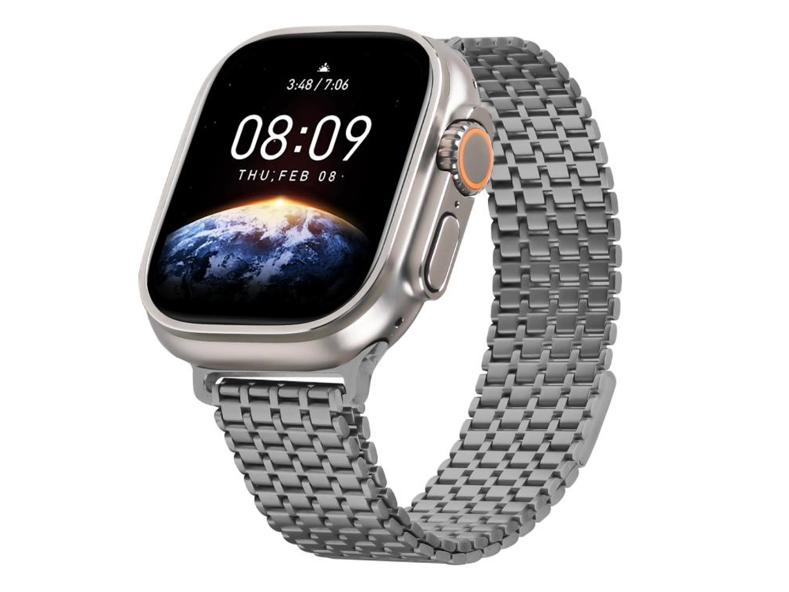Correa para Apple Watch de 46/49/45/44 mm - Acero con 9 biseles magnéticos