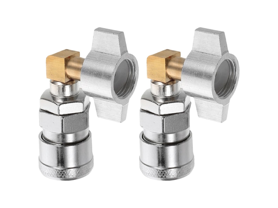 Conectores Rápidos De 2 Piezas Para Compresor De Aire, Con Tapón Acodado Integrado En Metal Plateado, Accesorios.