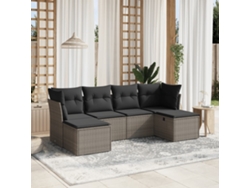 Conjunto de 6 sofás de jardín con cojines en mimbre gris DKD Home Decor