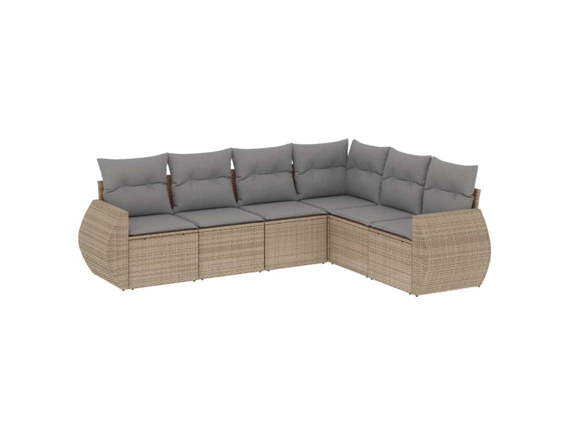 Conjunto de 6 sofás de jardín con cojines de mimbre beige MAISON EXCLUSIVE (80x200 cm)